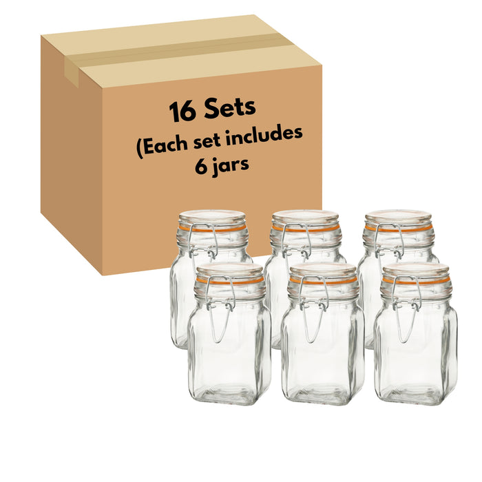 Gala Houseware Airtight Clear Glass Jars with Bail and Trigger Latch Seal Dishwasher Safe, Set of 6, Volume 8 oz, Perfect for Home Canning, Pickling, Preserving, and Reusable food storage - 6 Sets per box (36 pieces)