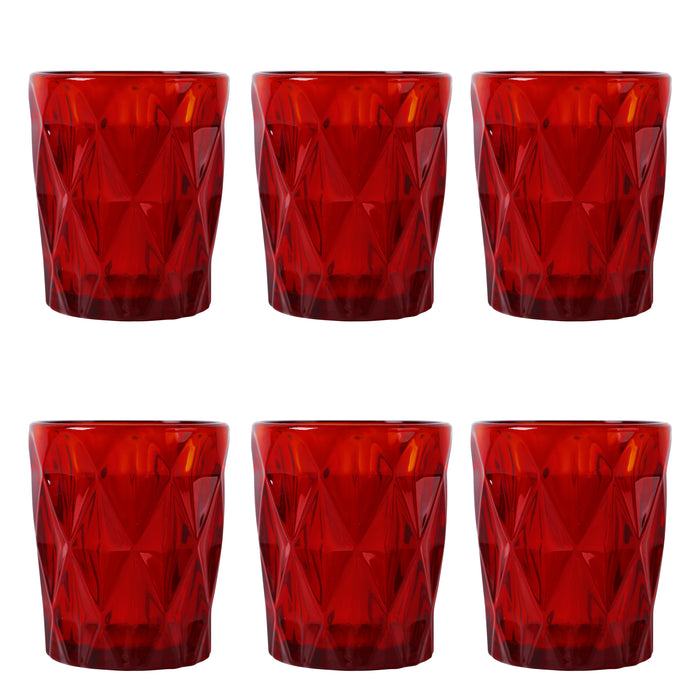 Red Colored Water Glasses Glass Tumblers