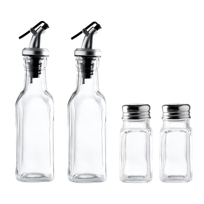 Set of 4 Glass Kitchen Cruets Combo Set