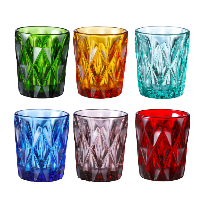 Colored Water Glasses, Glass Tumblers Set of 6