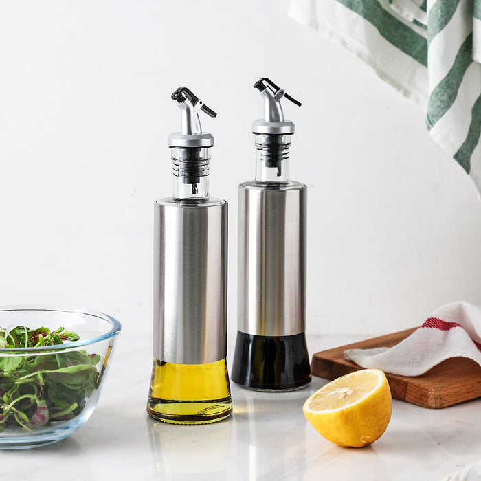 Oil and Vinegar Dispenser with Drip-Free Pourers