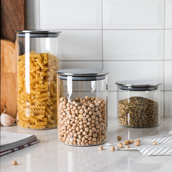 Airtight Clear Glass Canister Set of 3
