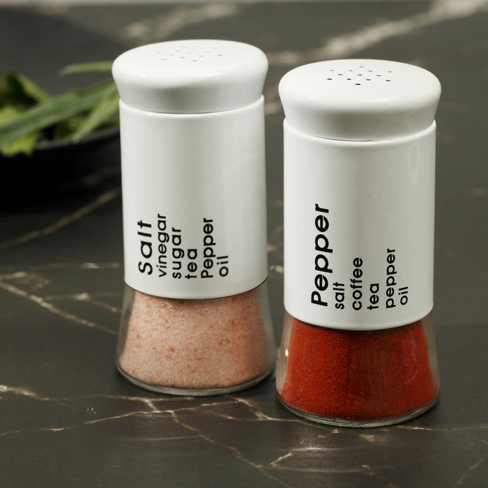 Salt and Pepper Shakers Set, Premium Glass Bottles
