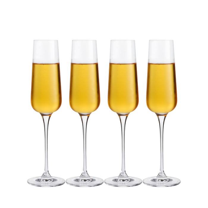Crystal Champagne Flutes Glasses Set of 4