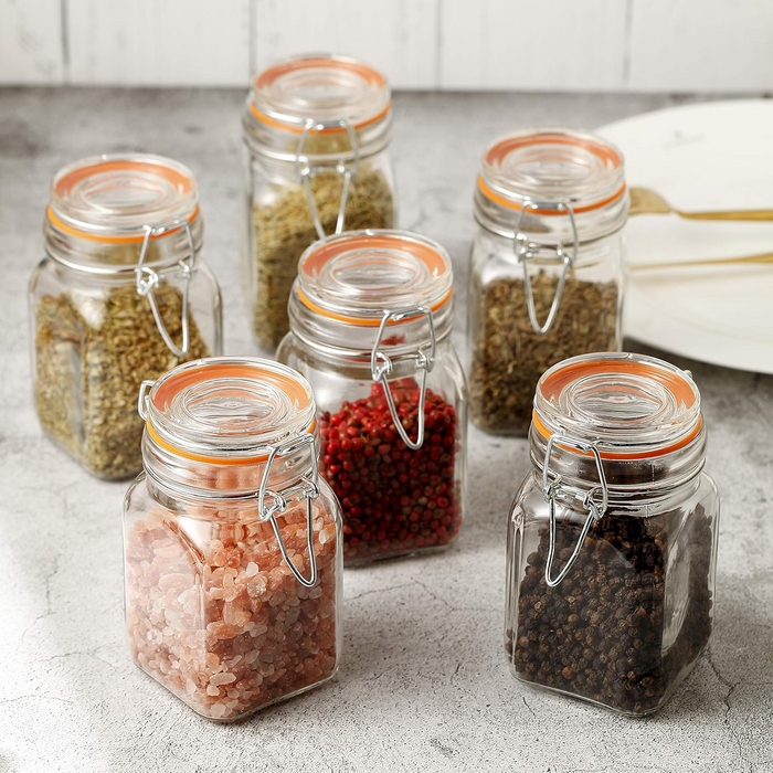Gala Houseware Airtight Clear Glass Jars with Bail and Trigger Latch Seal Dishwasher Safe, Set of 6, Volume 8 oz, Perfect for Home Canning, Pickling, Preserving, and Reusable food storage - 6 Sets per box (36 pieces)