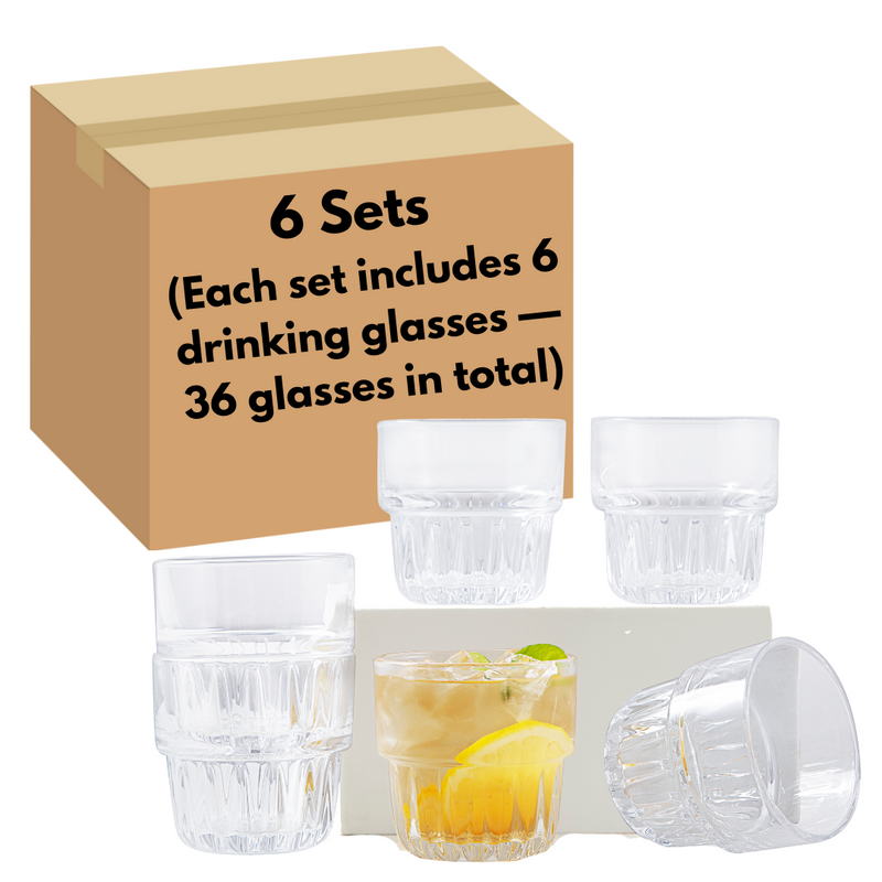 Ribbed Glassware Drinking Glass Cups