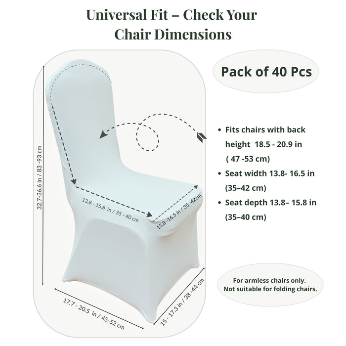 Gala Houseware White Spandex Chair Covers for Wedding, Banquet & Dining Chairs – Stretch Slipcovers – 40 Pack