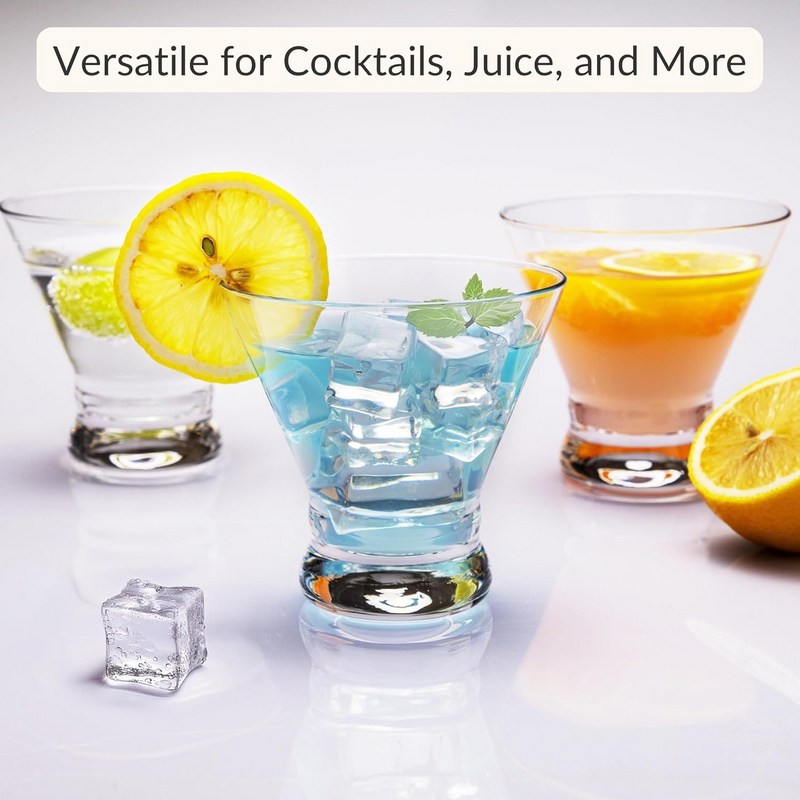 Crystal Stemless Martini Glasses – Lead-Free Cocktail Glasses Set, Dishwasher Safe