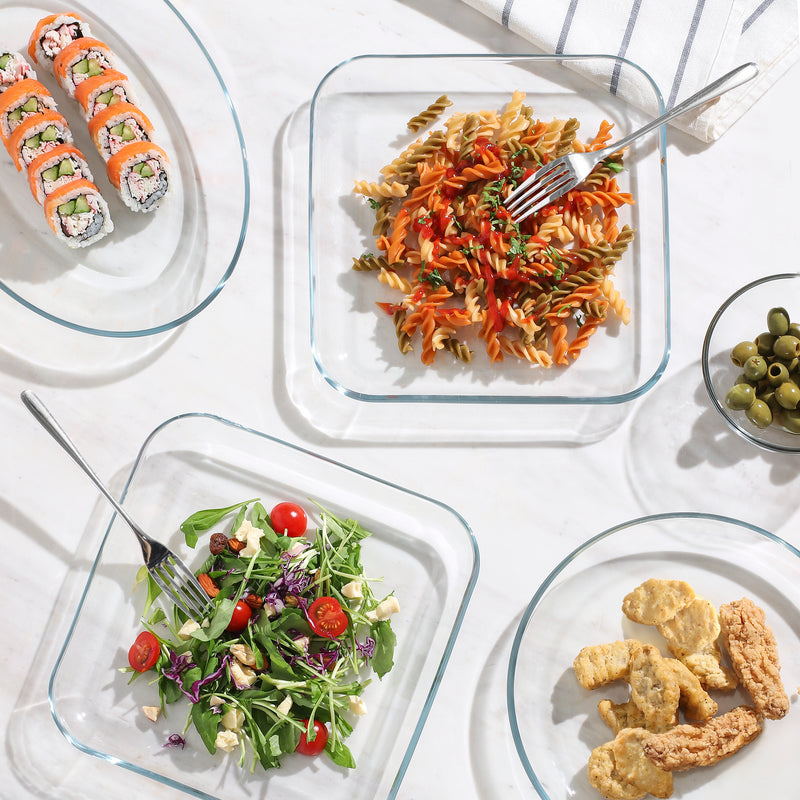 4-Piece Tempered Glass Square Dinner Plates