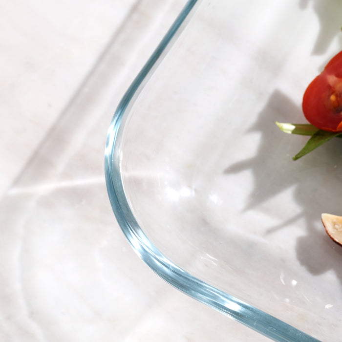 Gala Houseware 4-Piece Tempered Glass Square Dinner Plates, 10-Inch Clear Glass Serving Platters, Durable Serving Dishes and Salad Plates, Oven, Microwave, and Dishwasher Safe