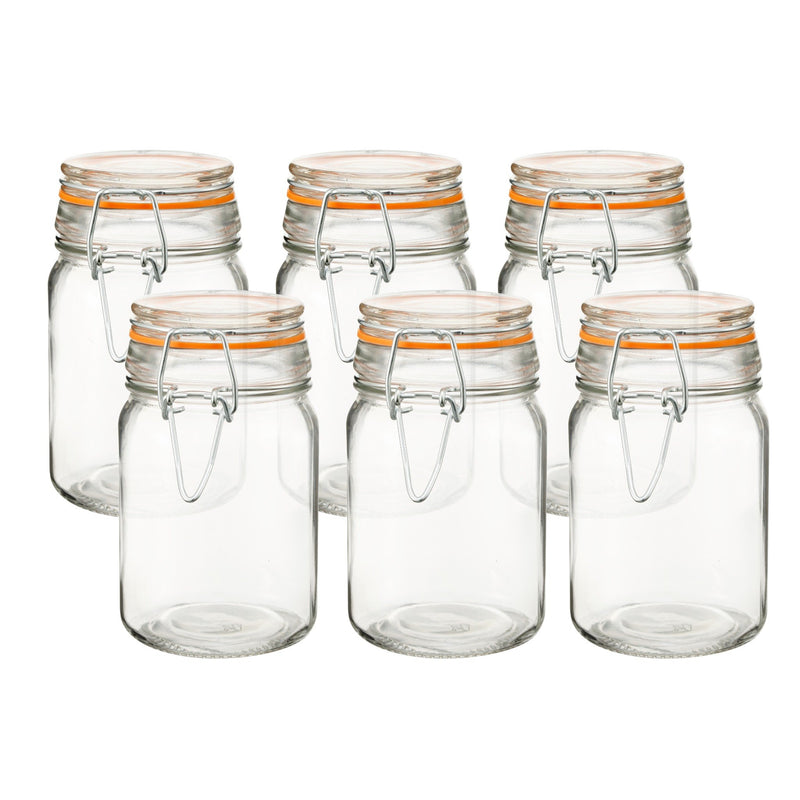 Glass Spice Jars with Airtight Clamp Lids, Set of 6 (7.5 oz)