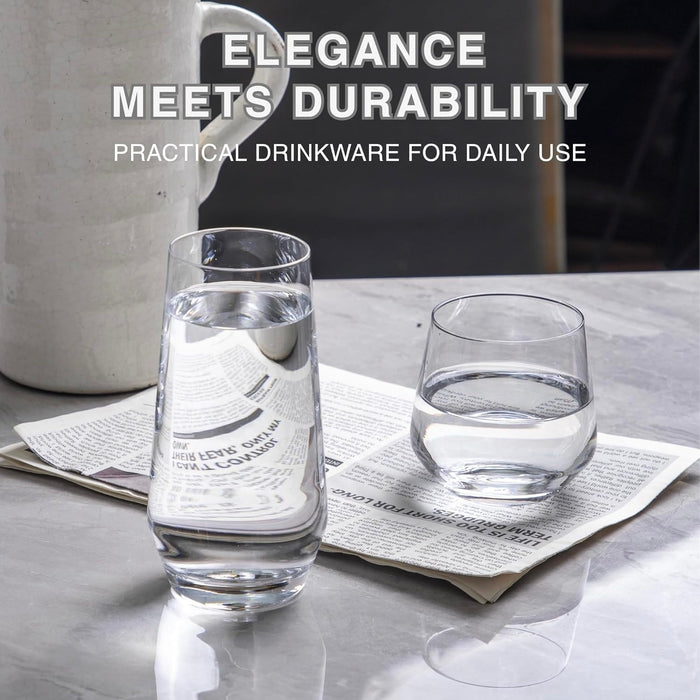 Gala Houseware Premium Glass Drinking Glasses Set of 8 – 4 Tall (20 oz) & 4 Short (13 oz), Lead-Free Water and Cocktail Glass Cups for Juice, Iced Coffee, Whiskey, and Everyday Use 4 Sets per box (32 pieces)