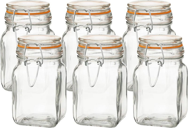 Airtight Clear Glass Jars with Bail and Trigger