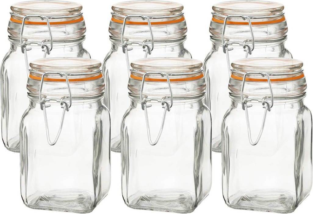 Gala Houseware Airtight Clear Glass Jars with Bail and Trigger Latch Seal Dishwasher Safe, Set of 6, Volume 8 oz, Perfect for Home Canning, Pickling, Preserving, and Reusable food storage - 6 Sets per box (36 pieces)