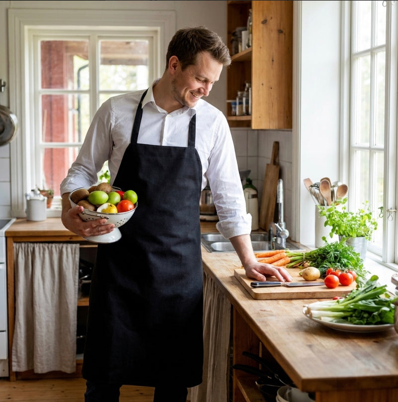 Bib Apron – Oversized Heavy-Duty (30” × 34”) with Long Ties, Set of 12