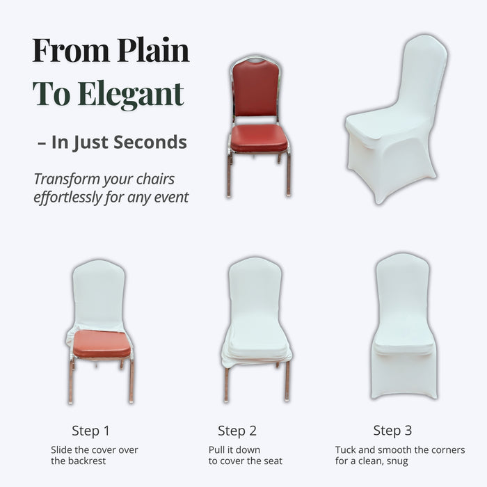 Gala Houseware White Spandex Chair Covers for Wedding, Banquet & Dining Chairs – Stretch Slipcovers – 40 Pack