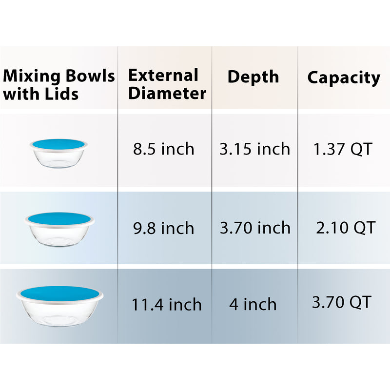 6-Piece Tempered Glass Mixing Bowl Set