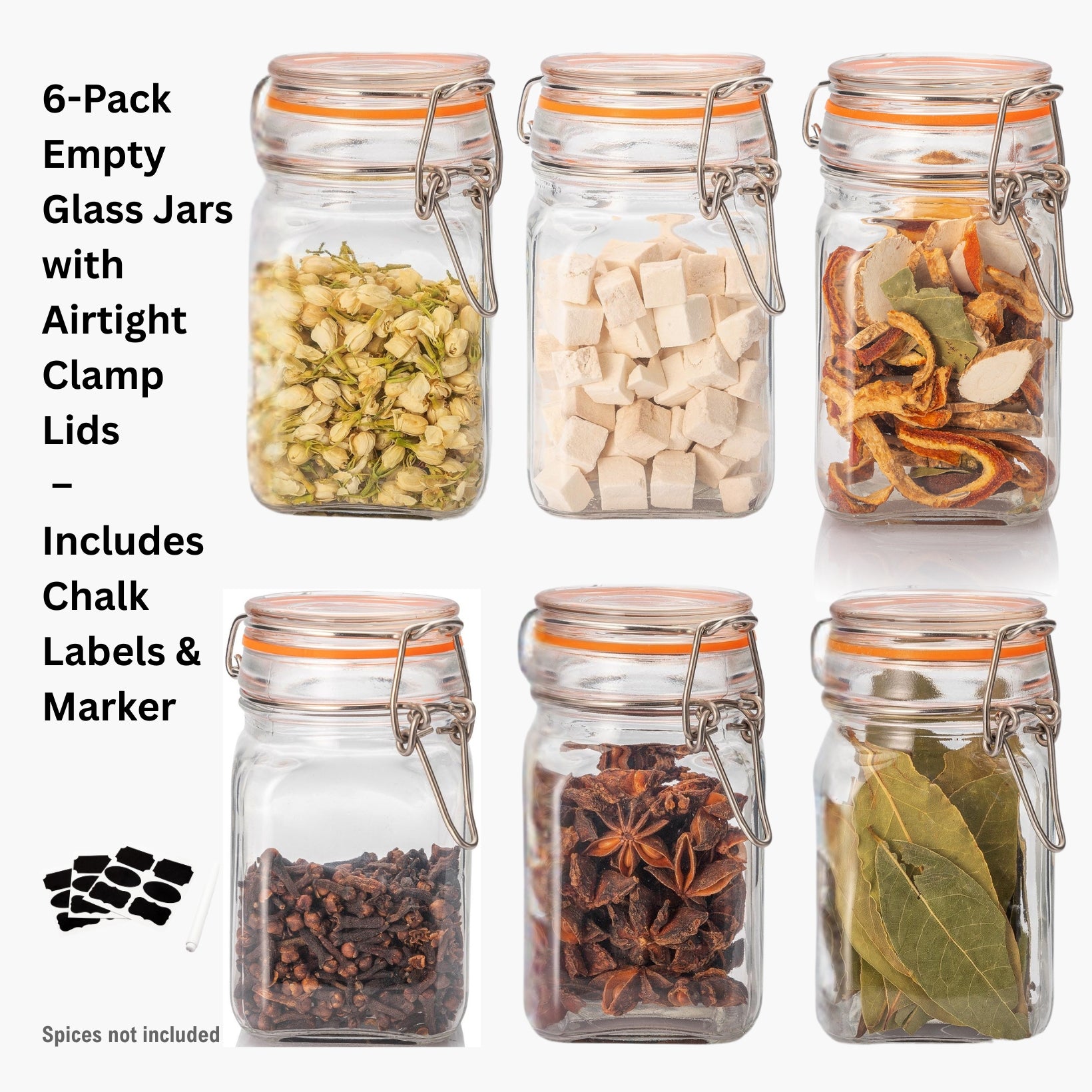 Airtight Clear Glass Jars with Stainless Steel Bail & Trigger