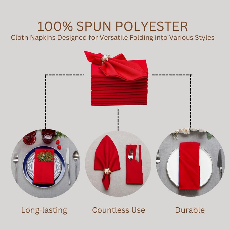 Spun Polyester Dinner Napkins Red