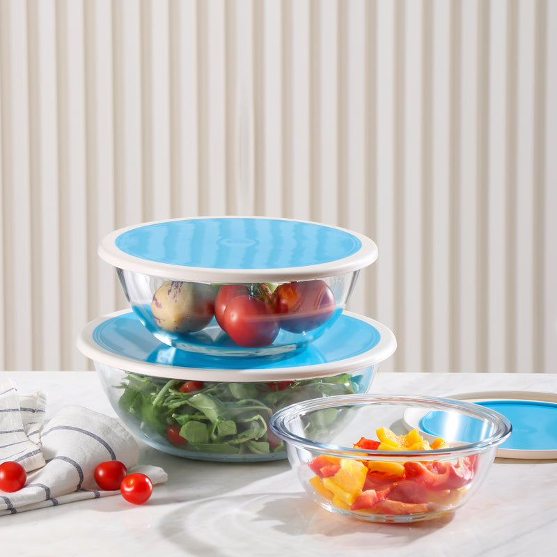 6-Piece Tempered Glass Mixing Bowl Set