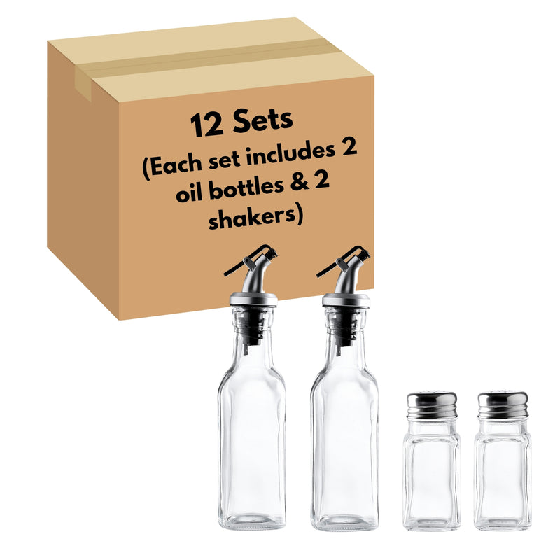 Set of 4 Glass Kitchen Cruets Combo Set