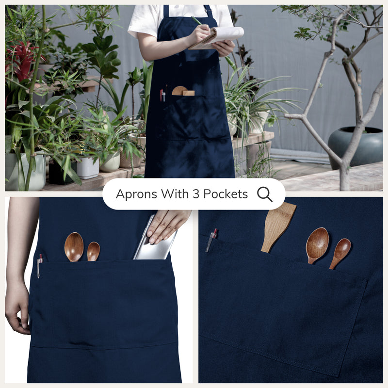 Royal Blue Chef Bib Apron – Adjustable Unisex Kitchen Apron with Pockets, Durable Spun Polyester