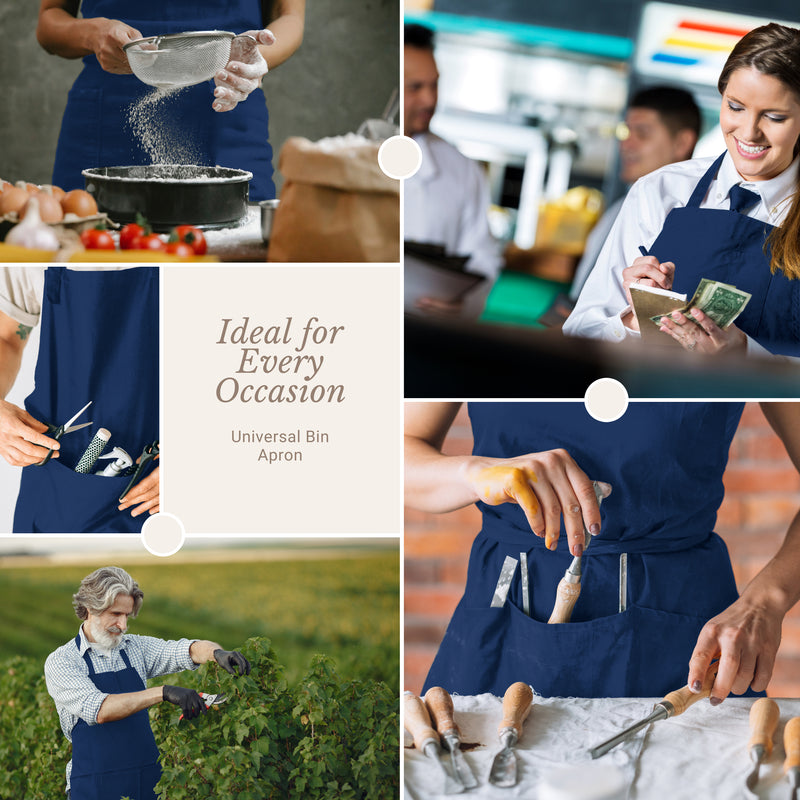 Royal Blue Chef Bib Apron – Adjustable Unisex Kitchen Apron with Pockets, Durable Spun Polyester
