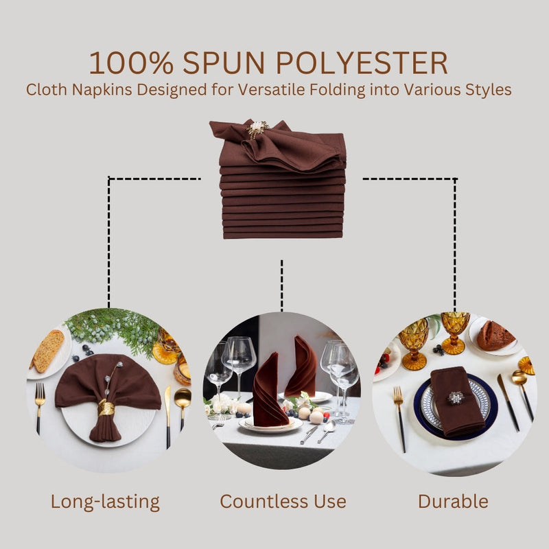 Spun Polyester Dinner Napkins Chocolate