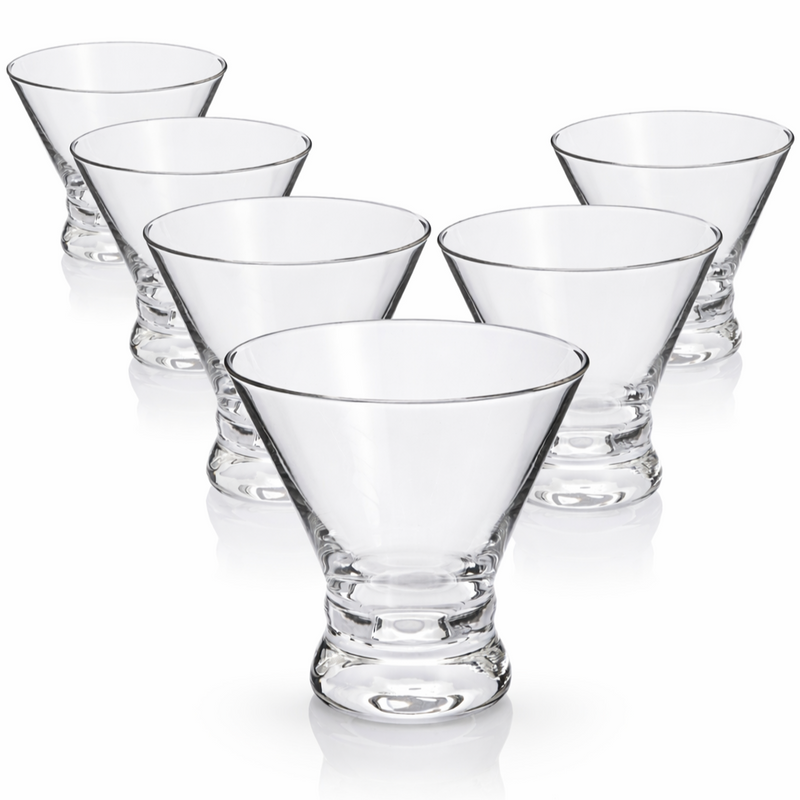 Crystal Stemless Martini Glasses (8.5oz) – Lead Free Cocktail Glasses, Set of 6