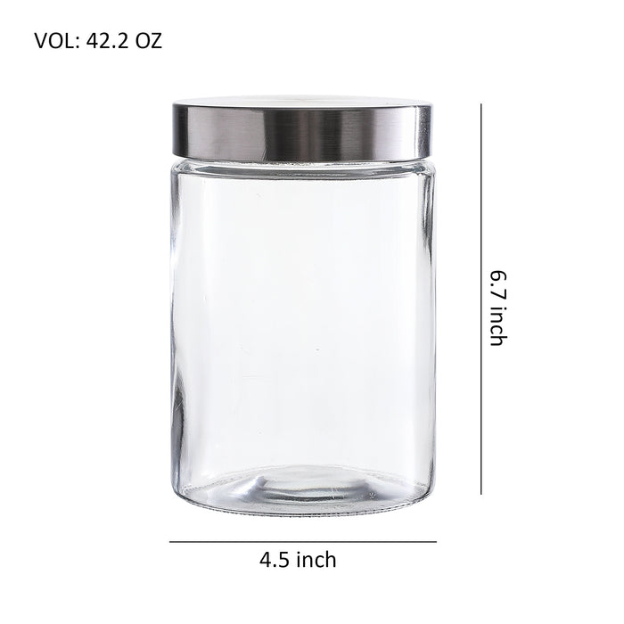 Gala Houseware Glass Storage Containers with Lids, 4 x 3 = 12,  4 Sets in total and 3 Canister Per Set Glass Jars For Food Storage, Clear Bottles Glass Storage Canisters Kitchen Organizers, (Each: 4.5" D x 6.7" H)