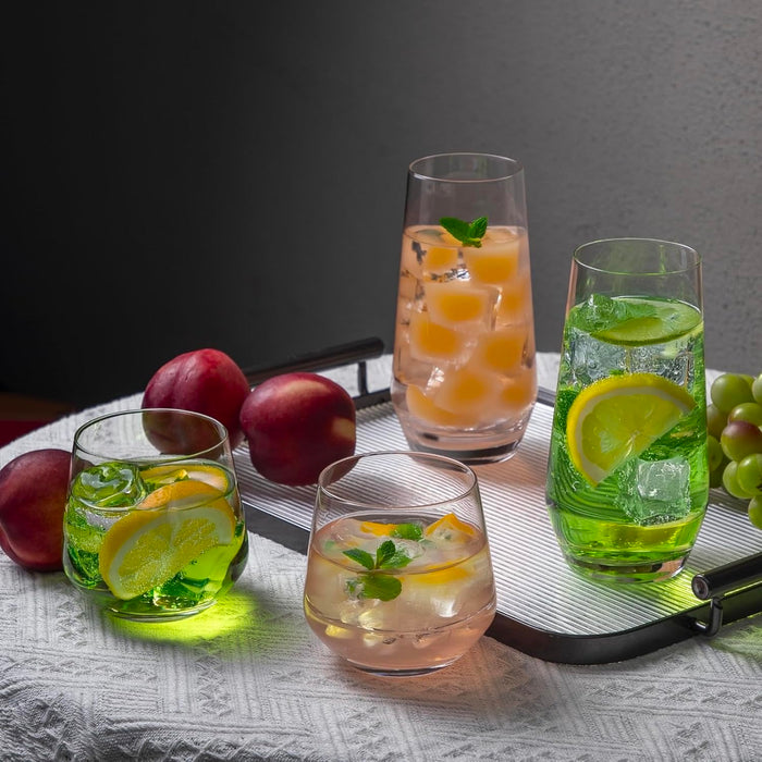 Gala Houseware Premium Glass Drinking Glasses Set of 8 – 4 Tall (20 oz) & 4 Short (13 oz), Lead-Free Water and Cocktail Glass Cups for Juice, Iced Coffee, Whiskey, and Everyday Use 4 Sets per box (32 pieces)