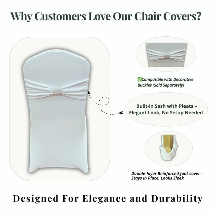 Gala Houseware White Spandex Chair Covers for Wedding, Banquet & Dining Chairs – Stretch Slipcovers – 40 Pack