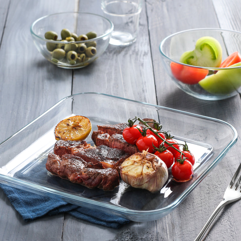 4-Piece Tempered Glass Square Dinner Plates