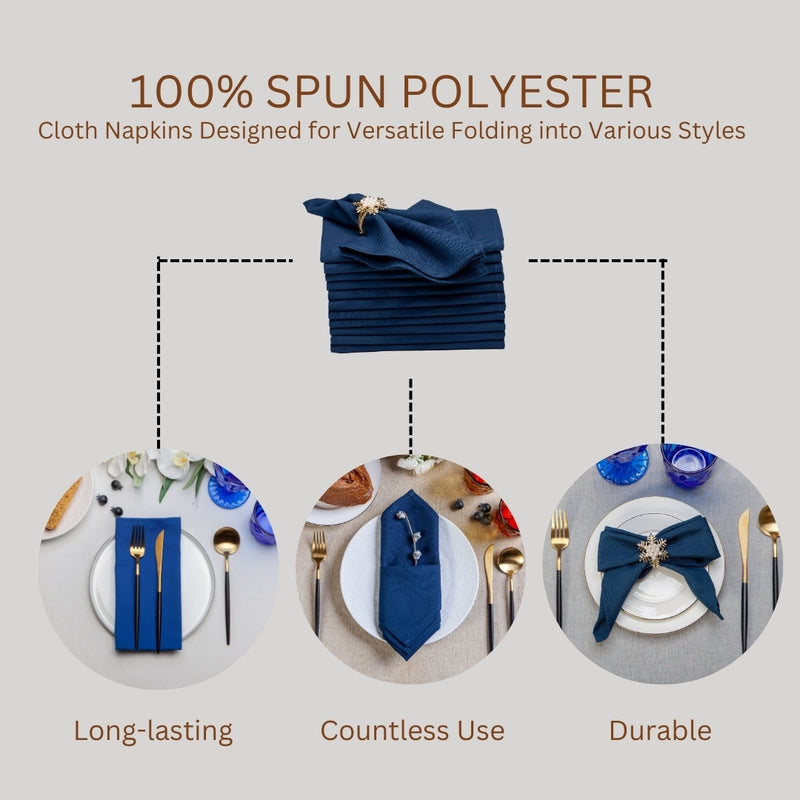 Spun Polyester Dinner Napkins Navy Blue