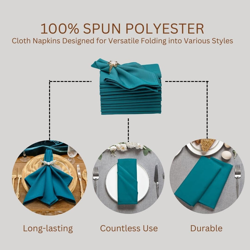 Spun Polyester Dinner Napkins Turquoise