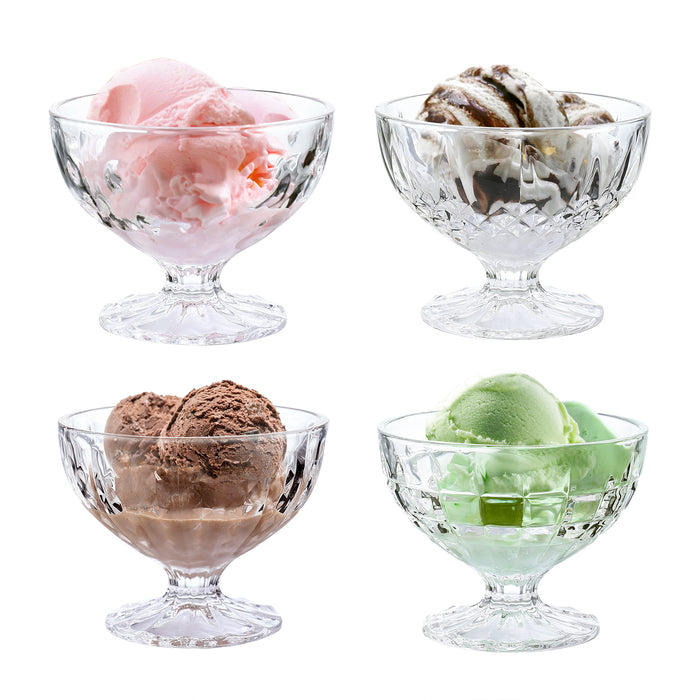 Gala Houseware 8 x 4 = 32  Sundae Cups, Glass Ice Cream Cups Dessert Bowls 8 Sets and 4 Cups Per Set for Sherbet Trifle, Fruit, Snack, Cocktail