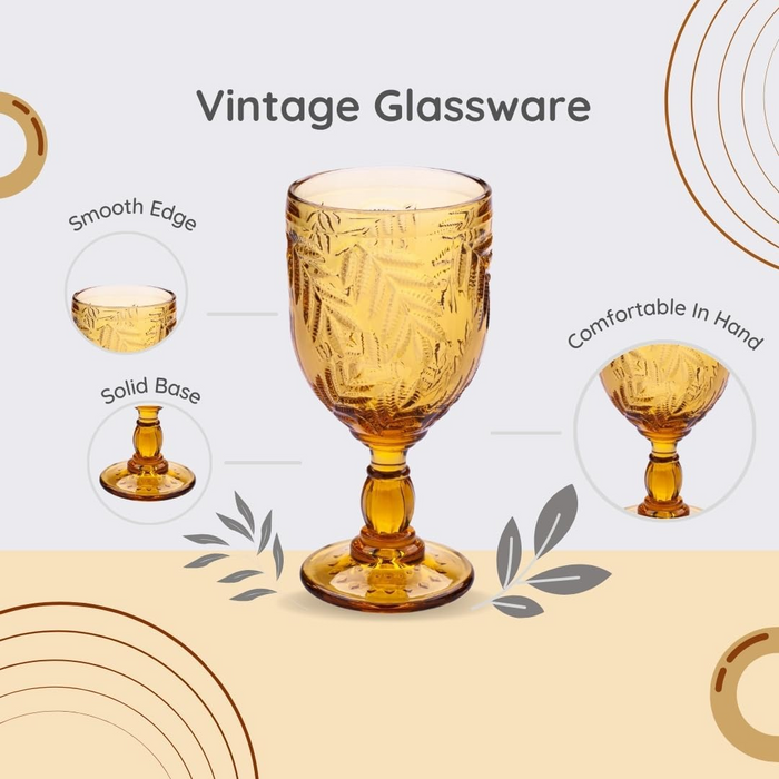 Gala Houseware Vintage Drinking Glasses Set of 6, (Multi-Color, 11 oz) 4 Sets per box (24 pieces)