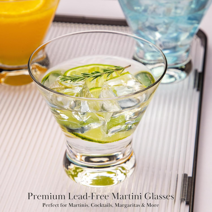 Gala Houseware Crystal Stemless Martini Glasses, 236ml, Set of 6, Heavy Base Cocktail Glasses for Bar & Home 6 Sets per box (36 pieces)