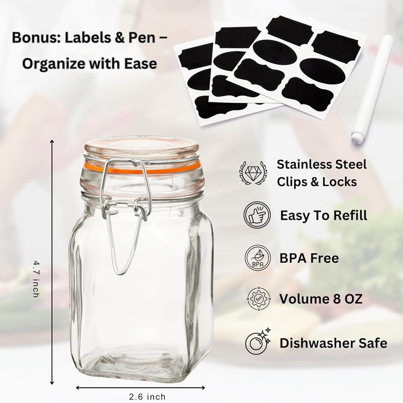Airtight Clear Glass Jars with Bail and Trigger