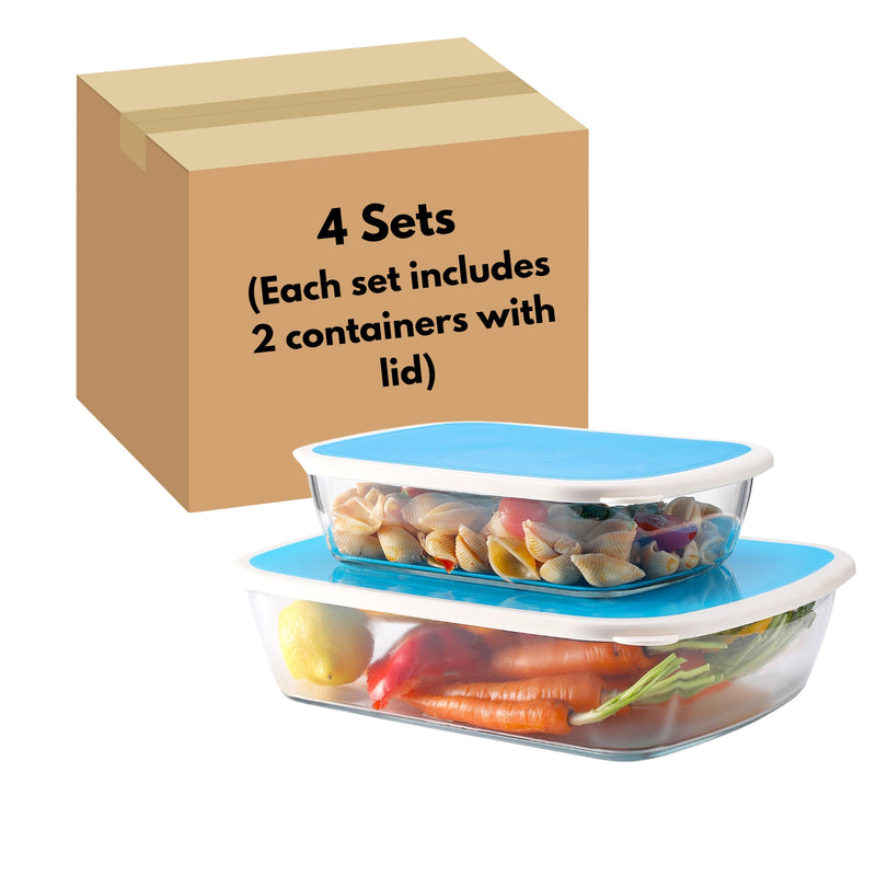 4-Piece Large Glass Food Storage Containers