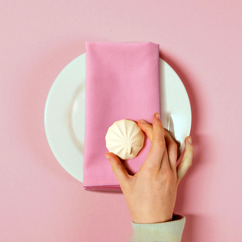 Spun Polyester Cloth Dinner Napkins – Pink, Set of 12, 18″ × 18″ Reusable Washable Table Napkins