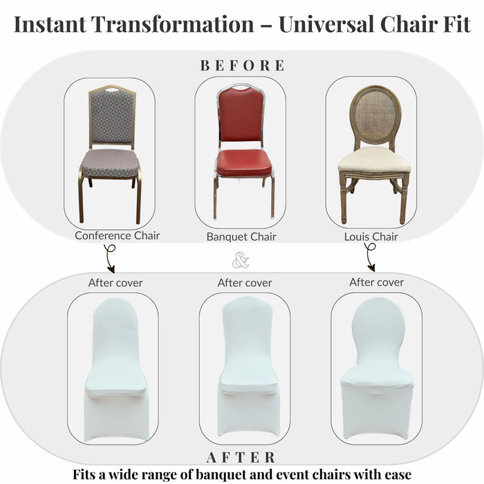 Gala Houseware White Spandex Chair Covers for Wedding, Banquet & Dining Chairs – Stretch Slipcovers – 40 Pack