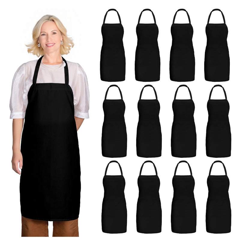 Bib Apron – Standard Size (28” × 32”) with Long Ties, Set of 12