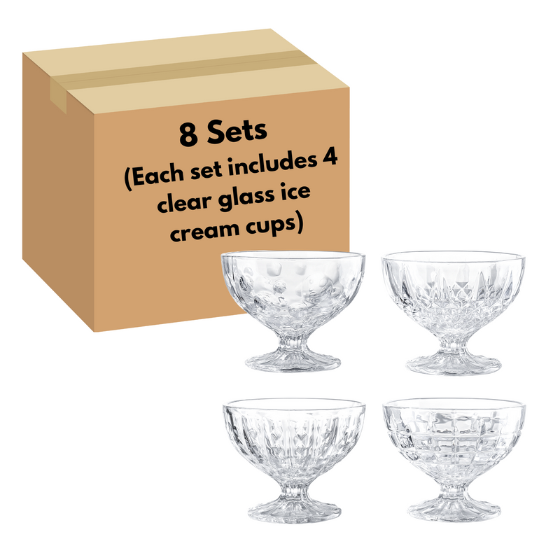 8 x 4 = 32  Sundae Cups, Glass Ice Cream Cups
