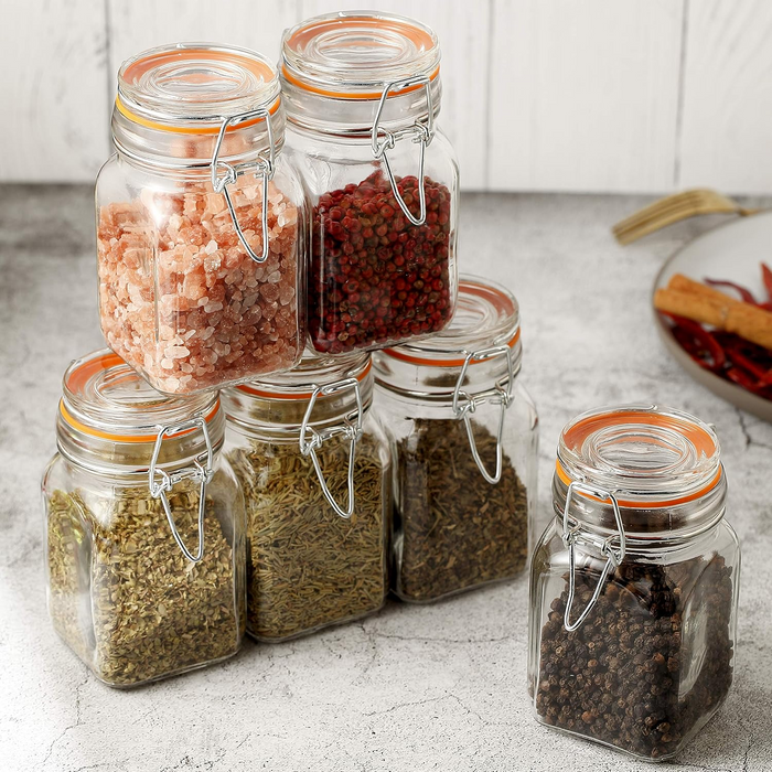 Gala Houseware Airtight Clear Glass Jars with Bail and Trigger Latch Seal Dishwasher Safe, Set of 6, Volume 8 oz, Perfect for Home Canning, Pickling, Preserving, and Reusable food storage - 6 Sets per box (36 pieces)