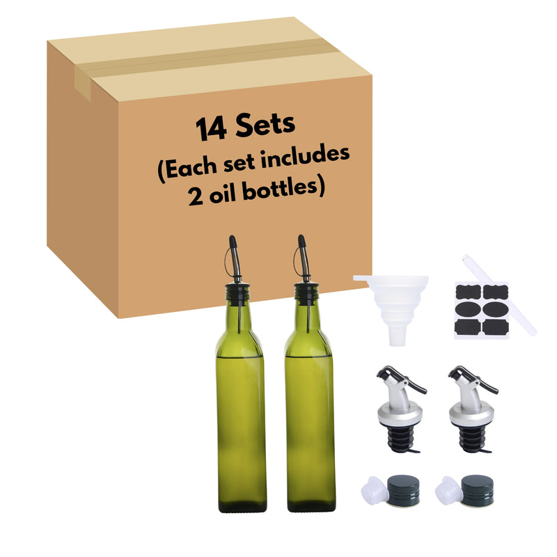 Dark Green Glass Olive Oil and Vinegar Dispenser