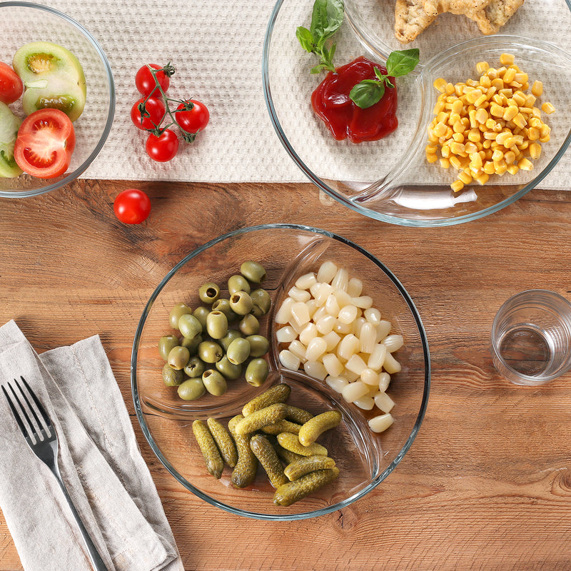 2-Pack Clear Glass Divided Serving Trays