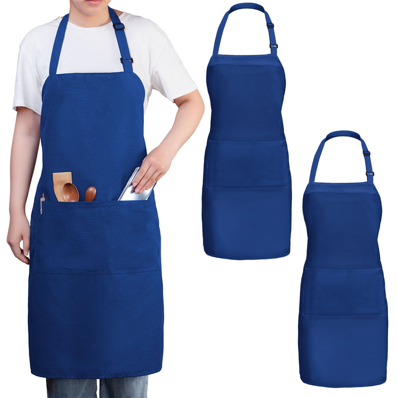 Royal Blue Chef Bib Apron – Adjustable Unisex Kitchen Apron with Pockets, Durable Spun Polyester