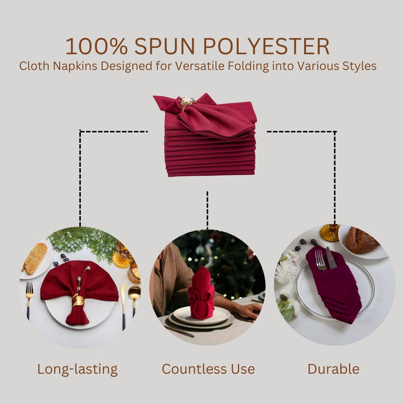 Spun Polyester Dinner Napkins  Burgundy