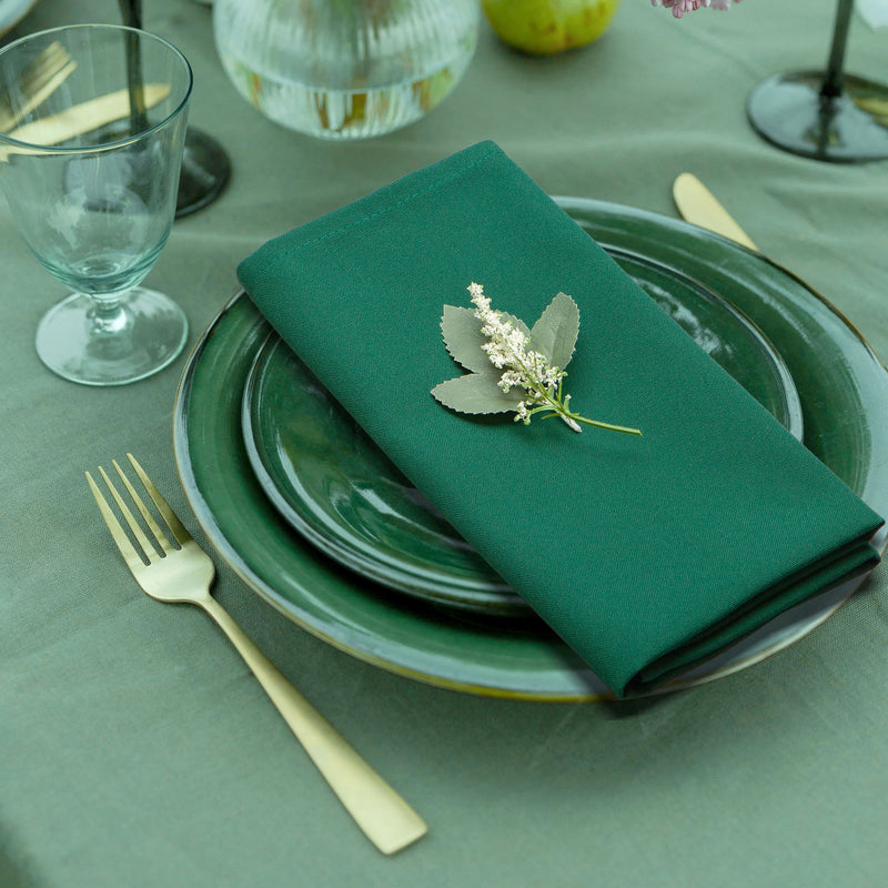 Spun Polyester Cloth Dinner Napkins – Forest Green, Set of 12, 18″ × 18″ Reusable Washable Table Napkins